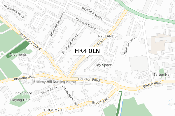 HR4 0LN map - large scale - OS Open Zoomstack (Ordnance Survey)