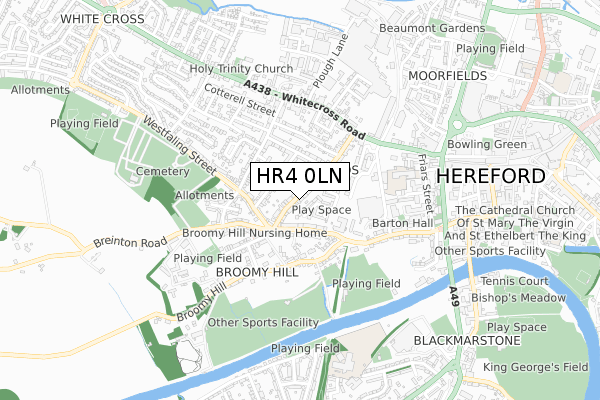 HR4 0LN map - small scale - OS Open Zoomstack (Ordnance Survey)