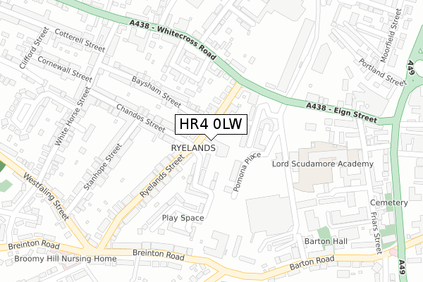 HR4 0LW map - large scale - OS Open Zoomstack (Ordnance Survey)