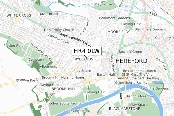 HR4 0LW map - small scale - OS Open Zoomstack (Ordnance Survey)