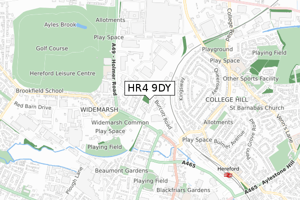 HR4 9DY map - small scale - OS Open Zoomstack (Ordnance Survey)