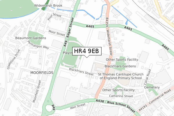 HR4 9EB map - large scale - OS Open Zoomstack (Ordnance Survey)