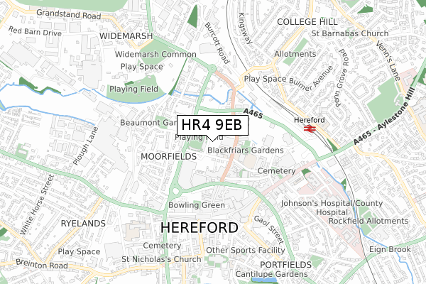 HR4 9EB map - small scale - OS Open Zoomstack (Ordnance Survey)