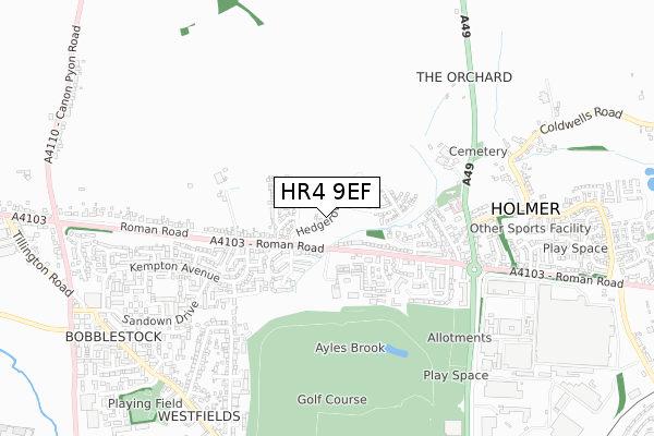 HR4 9EF map - small scale - OS Open Zoomstack (Ordnance Survey)