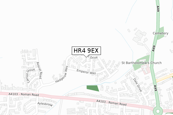 HR4 9EX map - large scale - OS Open Zoomstack (Ordnance Survey)