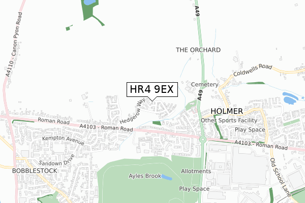 HR4 9EX map - small scale - OS Open Zoomstack (Ordnance Survey)