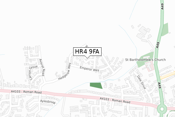 HR4 9FA map - large scale - OS Open Zoomstack (Ordnance Survey)