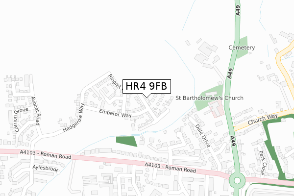 HR4 9FB map - large scale - OS Open Zoomstack (Ordnance Survey)