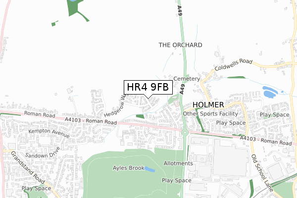 HR4 9FB map - small scale - OS Open Zoomstack (Ordnance Survey)