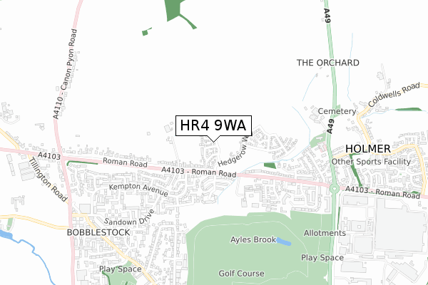 HR4 9WA map - small scale - OS Open Zoomstack (Ordnance Survey)