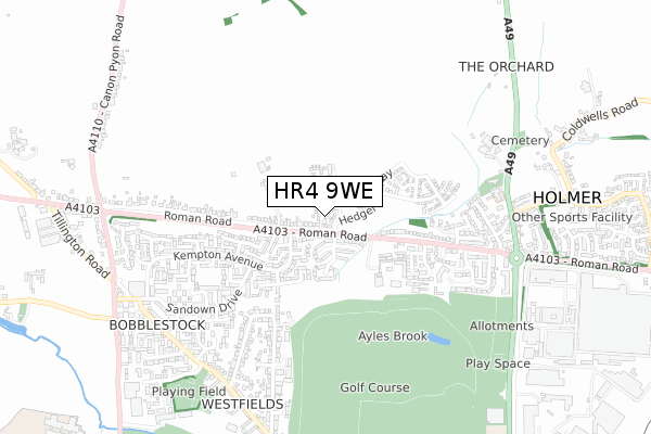 HR4 9WE map - small scale - OS Open Zoomstack (Ordnance Survey)