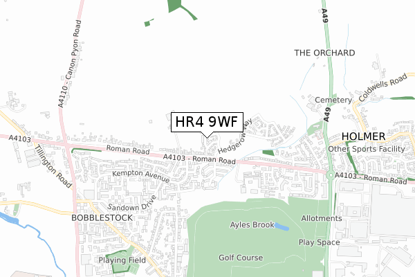 HR4 9WF map - small scale - OS Open Zoomstack (Ordnance Survey)