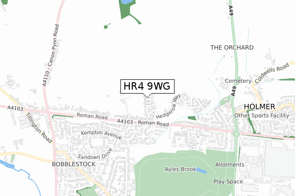 HR4 9WG map - small scale - OS Open Zoomstack (Ordnance Survey)