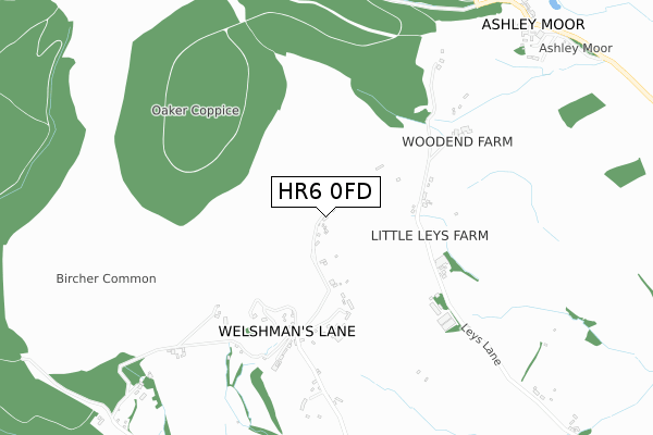 HR6 0FD map - small scale - OS Open Zoomstack (Ordnance Survey)