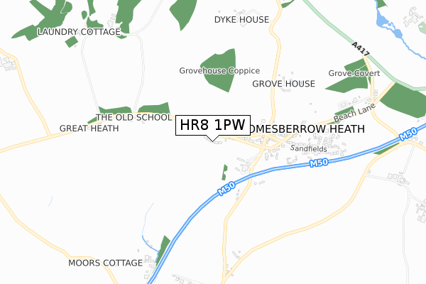 HR8 1PW map - small scale - OS Open Zoomstack (Ordnance Survey)