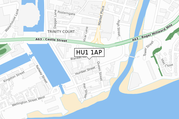 HU1 1AP map - large scale - OS Open Zoomstack (Ordnance Survey)