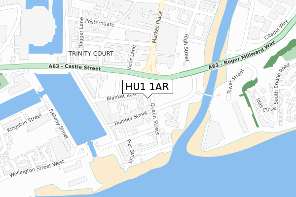 HU1 1AR map - large scale - OS Open Zoomstack (Ordnance Survey)