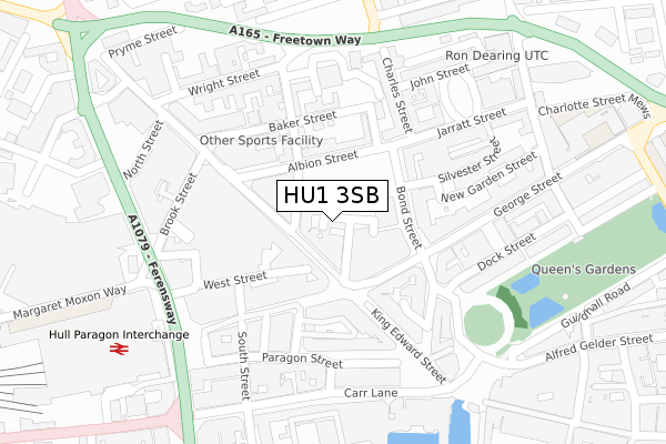 HU1 3SB map - large scale - OS Open Zoomstack (Ordnance Survey)