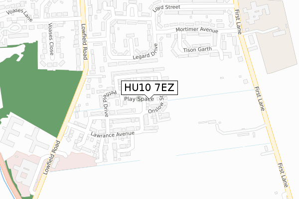 HU10 7EZ map - large scale - OS Open Zoomstack (Ordnance Survey)