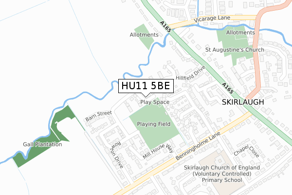 HU11 5BE map - large scale - OS Open Zoomstack (Ordnance Survey)