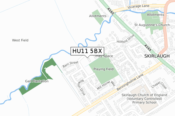 HU11 5BX map - large scale - OS Open Zoomstack (Ordnance Survey)