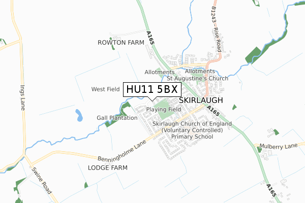 HU11 5BX map - small scale - OS Open Zoomstack (Ordnance Survey)