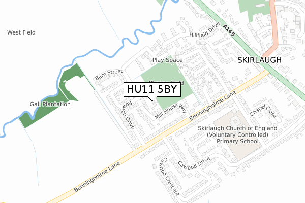 HU11 5BY map - large scale - OS Open Zoomstack (Ordnance Survey)