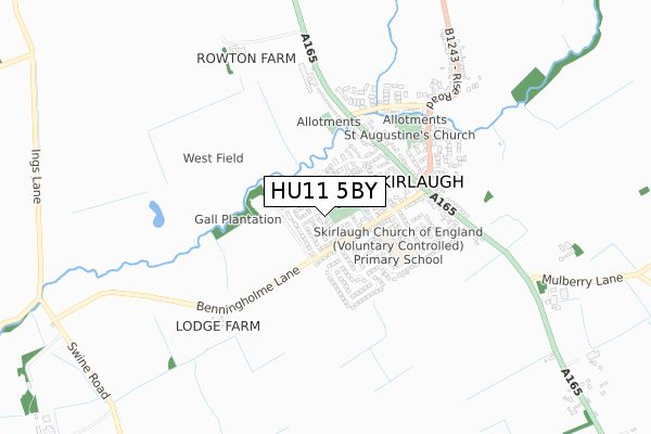 HU11 5BY map - small scale - OS Open Zoomstack (Ordnance Survey)