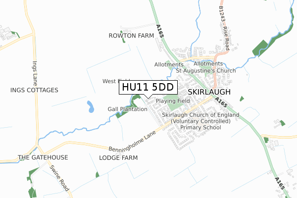 HU11 5DD map - small scale - OS Open Zoomstack (Ordnance Survey)