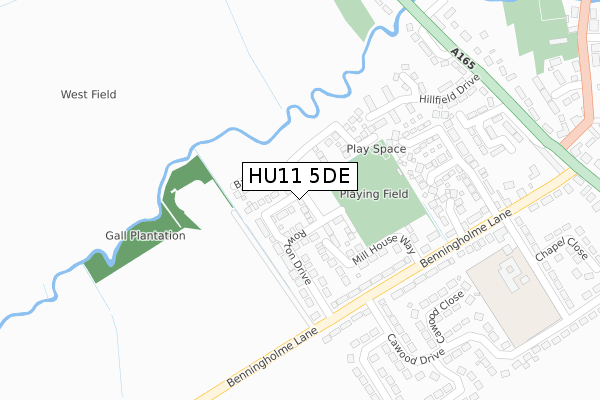 HU11 5DE map - large scale - OS Open Zoomstack (Ordnance Survey)