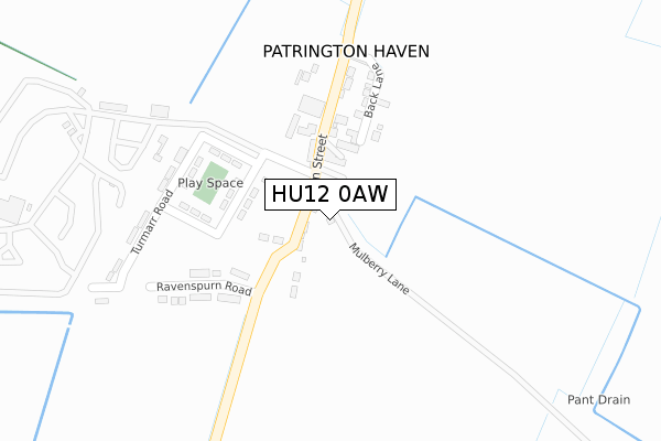 HU12 0AW map - large scale - OS Open Zoomstack (Ordnance Survey)