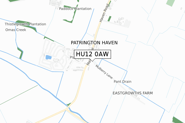 HU12 0AW map - small scale - OS Open Zoomstack (Ordnance Survey)