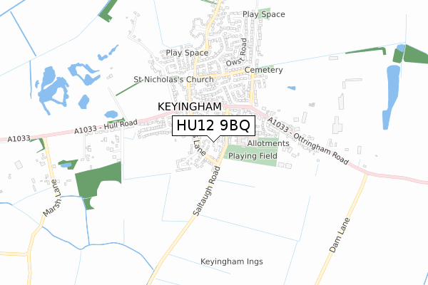 HU12 9BQ map - small scale - OS Open Zoomstack (Ordnance Survey)