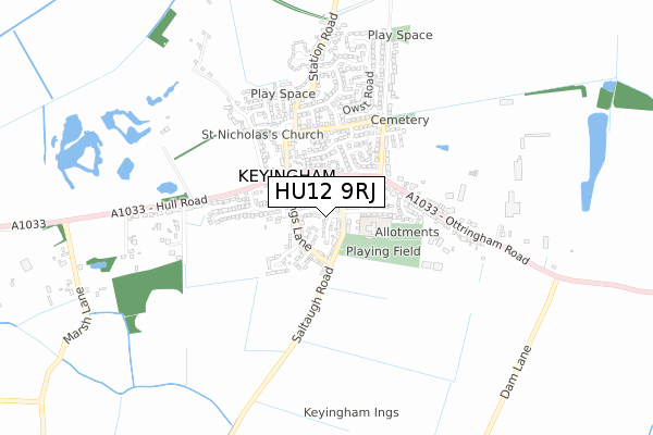 HU12 9RJ map - small scale - OS Open Zoomstack (Ordnance Survey)