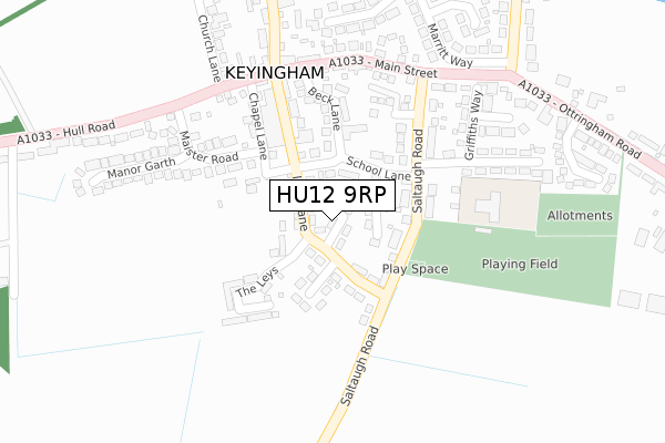 HU12 9RP map - large scale - OS Open Zoomstack (Ordnance Survey)