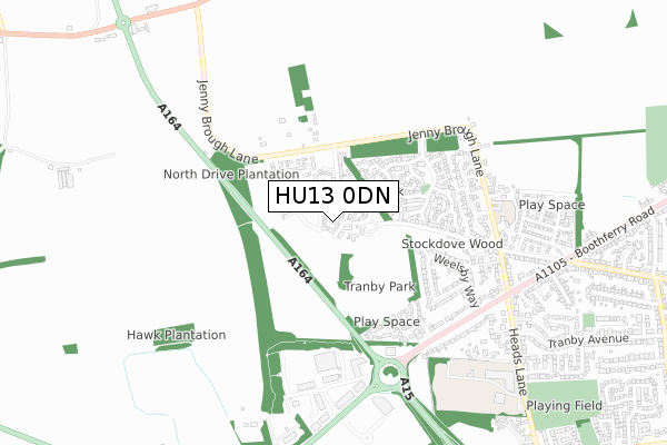 HU13 0DN map - small scale - OS Open Zoomstack (Ordnance Survey)