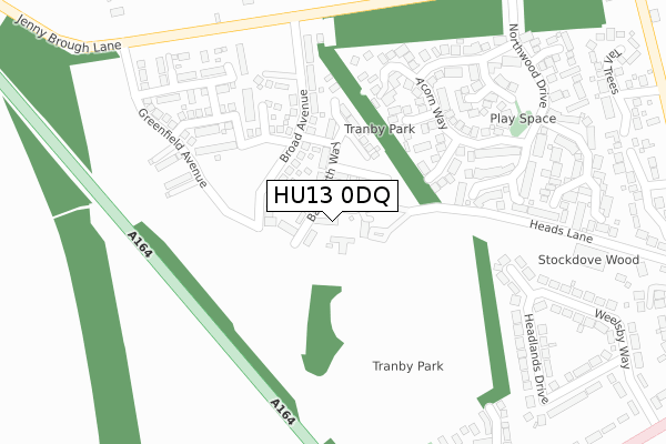 HU13 0DQ map - large scale - OS Open Zoomstack (Ordnance Survey)