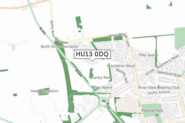 HU13 0DQ map - small scale - OS Open Zoomstack (Ordnance Survey)