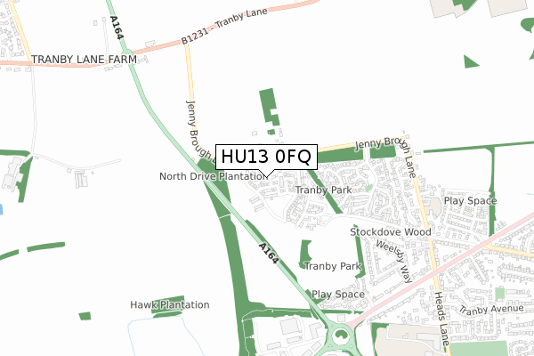 HU13 0FQ map - small scale - OS Open Zoomstack (Ordnance Survey)