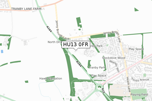 HU13 0FR map - small scale - OS Open Zoomstack (Ordnance Survey)