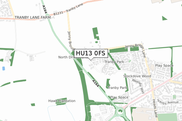 HU13 0FS map - small scale - OS Open Zoomstack (Ordnance Survey)