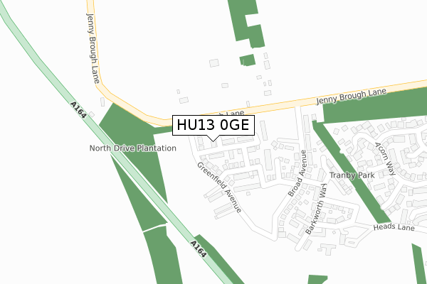 HU13 0GE map - large scale - OS Open Zoomstack (Ordnance Survey)