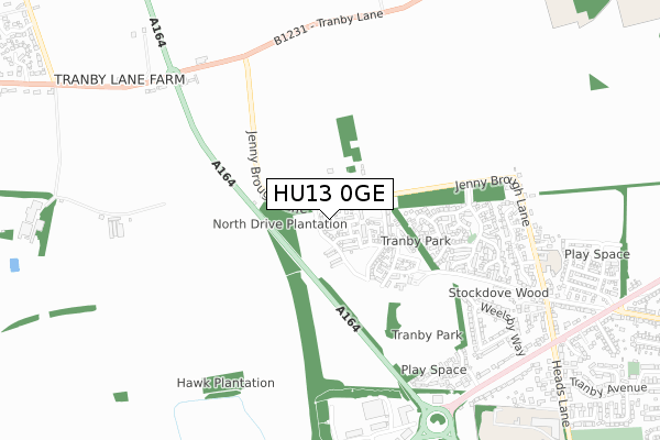 HU13 0GE map - small scale - OS Open Zoomstack (Ordnance Survey)