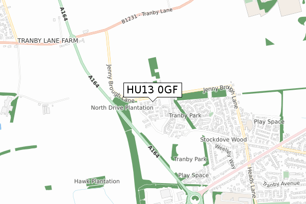 HU13 0GF map - small scale - OS Open Zoomstack (Ordnance Survey)