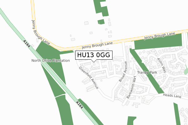 HU13 0GG map - large scale - OS Open Zoomstack (Ordnance Survey)