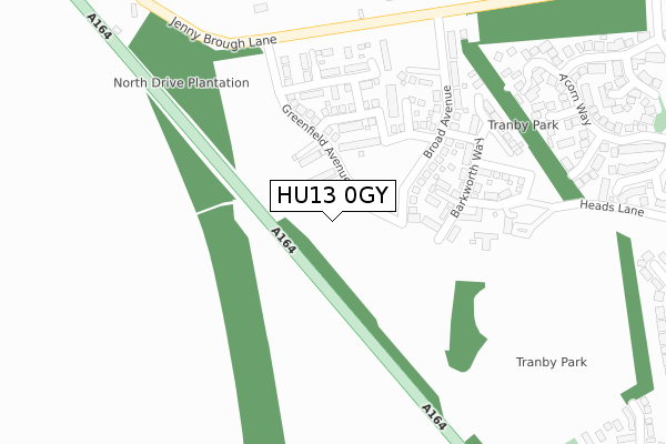 HU13 0GY map - large scale - OS Open Zoomstack (Ordnance Survey)