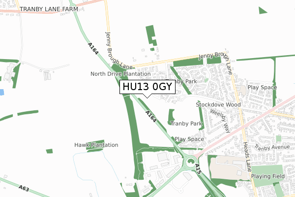 HU13 0GY map - small scale - OS Open Zoomstack (Ordnance Survey)