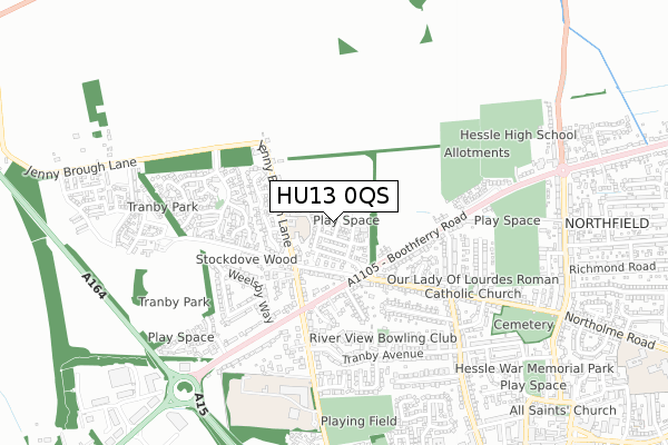 HU13 0QS map - small scale - OS Open Zoomstack (Ordnance Survey)