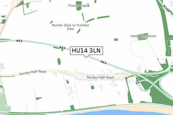 HU14 3LN map - small scale - OS Open Zoomstack (Ordnance Survey)