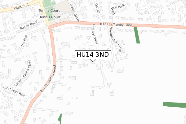 HU14 3ND map - large scale - OS Open Zoomstack (Ordnance Survey)